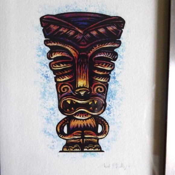 POLYNESIAN TIKI GOD MUG FRAMED ARTWORK PRINT BY CHET PHILLIPS (SIGNED) - Picture 2 of 8